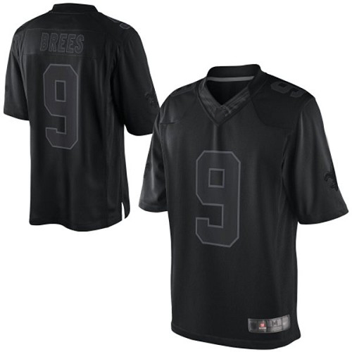 Men New Orleans Saints Limited Black Drew Brees Jersey NFL Football 9 Drenched Jersey